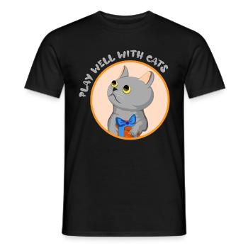 Gut mit anderen spielen Katzenliebhaber Katzenflüs - Männer T-Shirt - Schwarz - Vorne - AI Model Male 178 light (178cm)