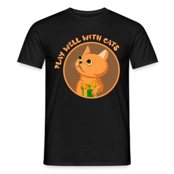 Gut mit anderen spielen Katzentier Katzenflüsterer - Männer T-Shirt - Schwarz - Vorne - AI Model Male 178 light (178cm)