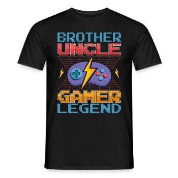 Brother Uncle Gamer Legend Video Gaming - Men's T-Shirt - black - Front - AI Model Male 178 light (178cm)