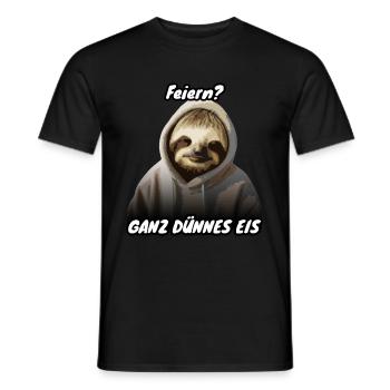 Faultier Spruch Feiern - Männer T-Shirt - Schwarz - Vorne - AI Model Male 178 light (178cm)