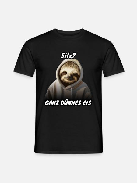 Faultier Spruch Sitz - Männer T-Shirt - Schwarz