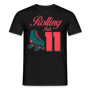 Roller skating birthday 11 years old - Men's T-Shirt - black - Front - AI Model Male 178 light (178cm)