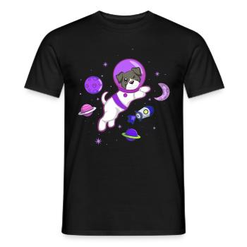 Puppy Dog Owner Astronaut - Men's T-Shirt - black - Front - AI Model Male 178 light (178cm)