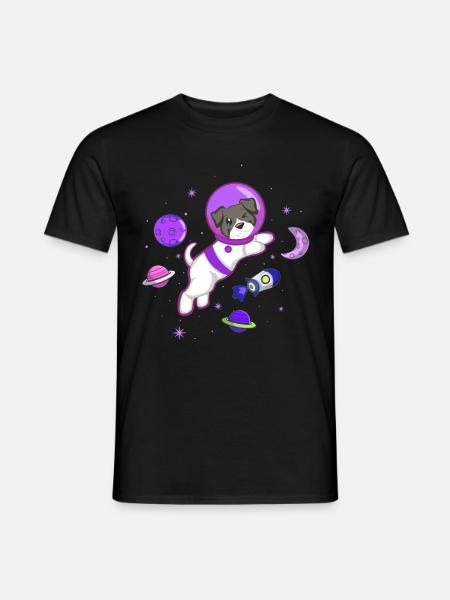 Puppy Dog Owner Astronaut - Men's T-Shirt - black