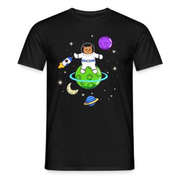 Astronaut Lovers Cat Owners - Men's T-Shirt - black - Front - AI Model Male 178 light (178cm)