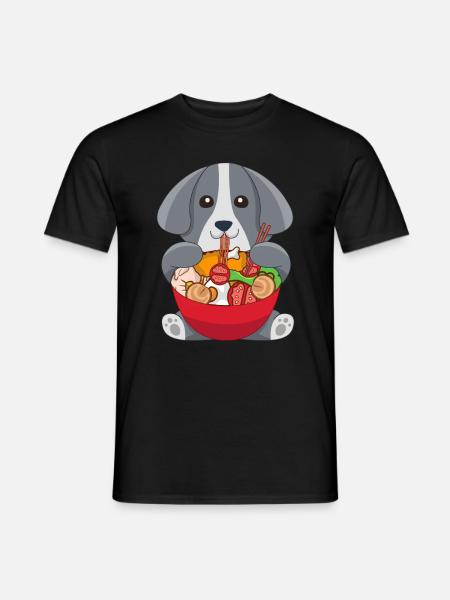 Japanese Ramen Noodle Dog - Men's T-Shirt - black