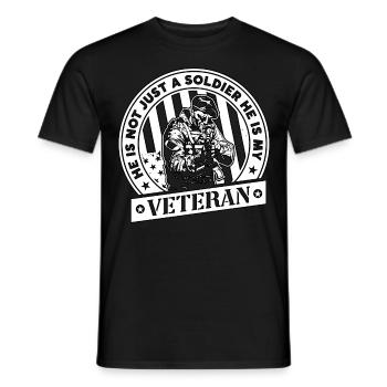 He Is Not Just A Soldier He Is My Military Veteran - Men's T-Shirt - black - Front - AI Model Male 178 light (178cm)