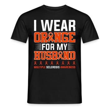 Ich trage Orange für meinen Mann Multiple Sklerose - Männer T-Shirt - Schwarz - Vorne - AI Model Male 178 light (178cm)