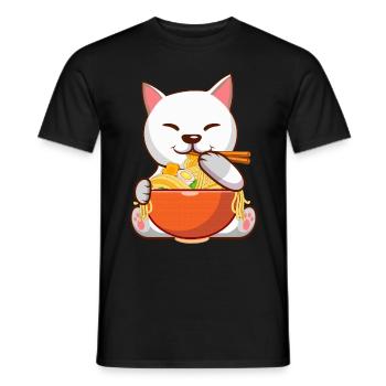 Ramen Eater Cat Lovers Animal Cat Whisperer - Men's T-Shirt - black - Front - AI Model Male 178 light (178cm)