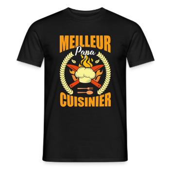 Meilleur papa cuisinier , cadeau papa cuisinier - T-shirt homme - noir - Devant - AI Model Male 178 light (178cm)