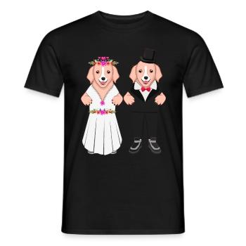 Les amoureux des chiens épousent un chiot - T-shirt homme - noir - Devant - AI Model Male 178 light (178cm)