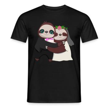Wedding Anniversary Marriage Sloth Lover - Men's T-Shirt - black - Front - AI Model Male 178 light (178cm)