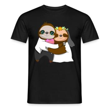 Wedding Day Married Sloth Whisperer - Men's T-Shirt - black - Front - AI Model Male 178 light (178cm)