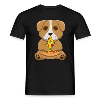 Pizza King Pizza Queen Dog Lovers Animal Puppy - Men's T-Shirt - black - Front - AI Model Male 178 light (178cm)