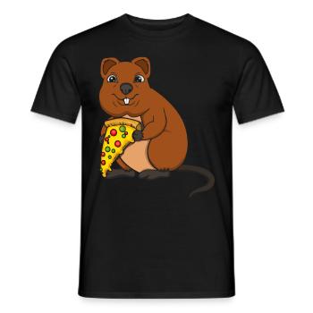 Pizza Whisperer Quokka Lover Wildlife Animal - Men's T-Shirt - black - Front - AI Model Male 178 light (178cm)