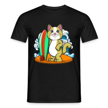 Planche de surf Cat Lovers Surfers - T-shirt homme - noir - Devant - AI Model Male 178 light (178cm)