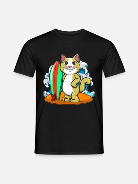Surfboard Cat Lovers Surfers - Men's T-Shirt - black