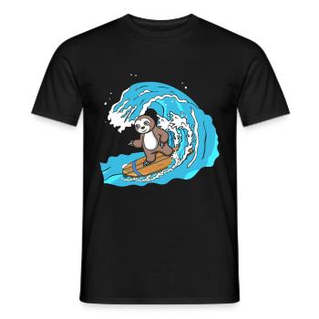 Surfbrett Faultier Pflanzenfresser Tier - Männer T-Shirt - Schwarz - Vorne - AI Model Male 178 light (178cm)