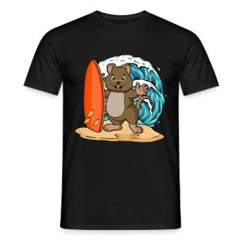 Surfing Quokka Lover Wildlife Animal Surfboard - Men's T-Shirt - black - Front - AI Model Male 178 light (178cm)