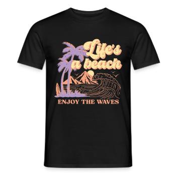 Life's A Beach Enjoy The Waves Summer - Men's T-Shirt - black - Front - AI Model Male 178 light (178cm)