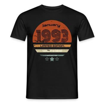 January 1993 Geburtstag - Männer T-Shirt - Schwarz - Vorne - AI Model Male 178 light (178cm)