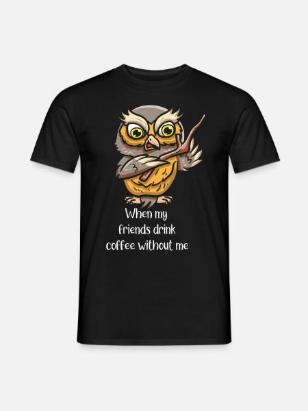 Coffeeholic Coffee Drinker Bird - Men's T-Shirt - black