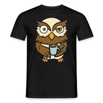 Owl Bird Owner Coffee Drinker - Men's T-Shirt - black - Front - AI Model Male 178 light (178cm)