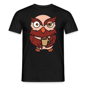 Animal Coffee Owl Whisperer - Men's T-Shirt - black - Front - AI Model Male 178 light (178cm)