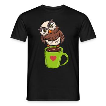 Eule Nachtvogel Koffeinliebhaber - Männer T-Shirt - Schwarz - Vorne - AI Model Male 178 light (178cm)