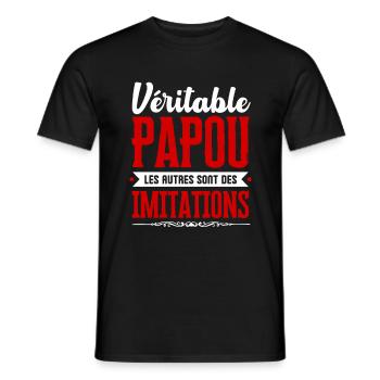 Véritable Papou les autres sont des imitations ! - T-shirt homme - noir - Devant - AI Model Male 178 light (178cm)