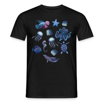 Fish lover Sea animal sea - Men's T-Shirt - black - Front - AI Model Male 178 light (178cm)