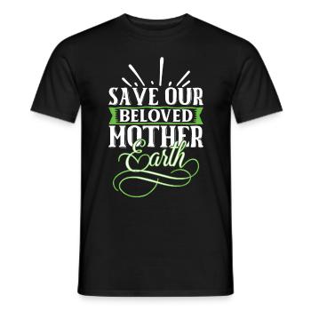 Earth Day Environmentally Friendly Earth Planet Saving - Men's T-Shirt - black - Front - AI Model Male 178 light (178cm)