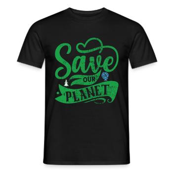 Earth Day Environmentally Friendly Earth Planet Saving - Men's T-Shirt - black - Front - AI Model Male 178 light (178cm)