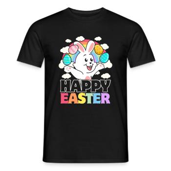 Frohe Ostern - weiße Kaninchen-Ostereier - Männer T-Shirt - Schwarz - Vorne - AI Model Male 178 light (178cm)