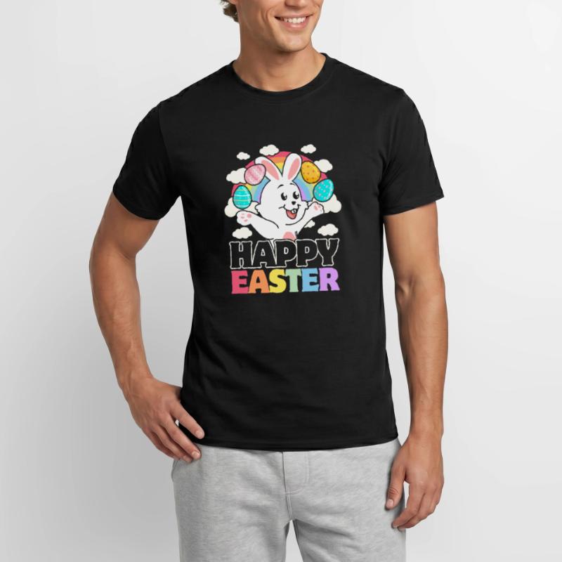 Happy Easter - White Rabbit Easter Eggs Men's T-Shirt