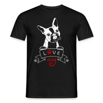 Love Dog Bouledogue - blanc - T-shirt homme - noir - Devant - AI Model Male 178 light (178cm)