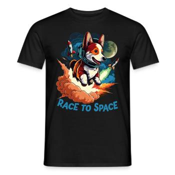 SpaceDog Hund Hundeliebhaber Weltall Design - Männer T-Shirt - Schwarz - Vorne - AI Model Male 178 light (178cm)