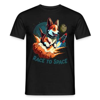 SpaceDog Hund Hundeliebhaber Weltall Design - Männer T-Shirt - Schwarz - Vorne - AI Model Male 178 light (178cm)