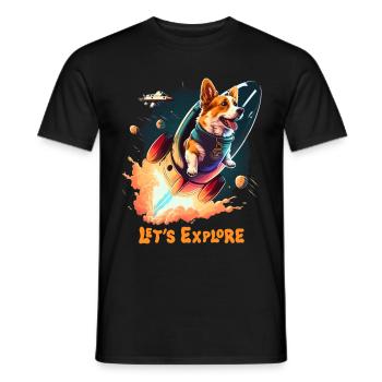 SpaceDog Hund Hundeliebhaber Weltall Design - Männer T-Shirt - Schwarz - Vorne - AI Model Male 178 light (178cm)