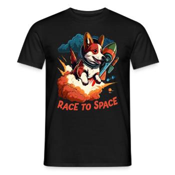 SpaceDog Hund Hundeliebhaber Weltall Design - Männer T-Shirt - Schwarz - Vorne - AI Model Male 178 light (178cm)