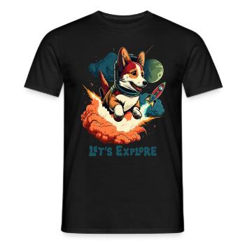 SpaceDog Hund Hundeliebhaber Weltall Design - Männer T-Shirt - Schwarz - Vorne - AI Model Male 178 light (178cm)