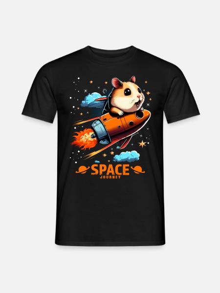 Weltraum Hamster Hamsterliebhaber Weltall Design - Männer T-Shirt - Schwarz