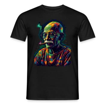 Nobel Peace Prize laureate Mahatma Gandhi - Men's T-Shirt - black - Front - AI Model Male 178 light (178cm)