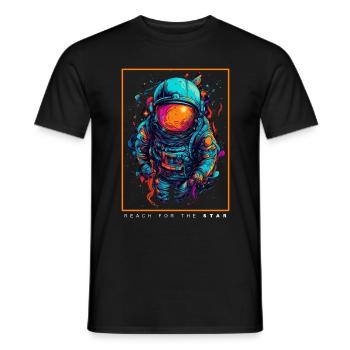Astronaute abstrait coloré dans l’espace - T-shirt homme - noir - Devant - AI Model Male 178 light (178cm)