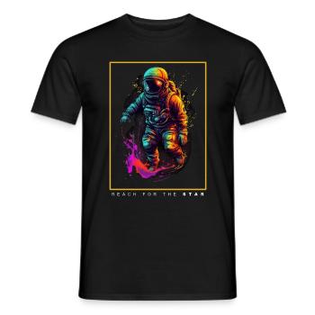 Astronaute abstrait coloré dans un cadeau spatial - T-shirt homme - noir - Devant - AI Model Male 178 light (178cm)