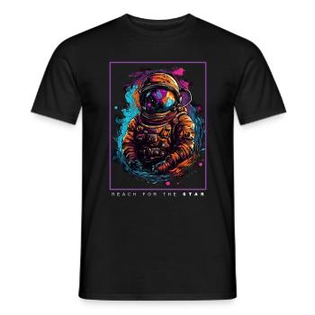 Astronaute abstrait coloré dans un cadeau spatial - T-shirt homme - noir - Devant - AI Model Male 178 light (178cm)