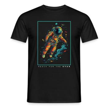 Abstrakter bunter Astronaut im Weltraum - Männer T-Shirt - Schwarz - Vorne - AI Model Male 178 light (178cm)