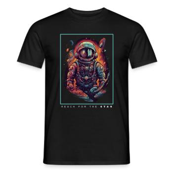 Astronaute abstrait coloré dans l’espace - T-shirt homme - noir - Devant - AI Model Male 178 light (178cm)