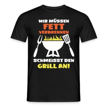 Fett verbrennen grill anschmeißen grillen lustig - Männer T-Shirt - Schwarz - Vorne - AI Model Male 178 light (178cm)