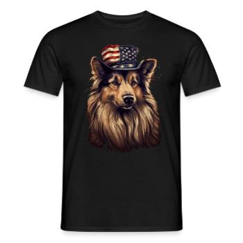 Schäferhund Amerikanische Flagge stolzer Hund - Männer T-Shirt - Schwarz - Vorne - AI Model Male 178 light (178cm)